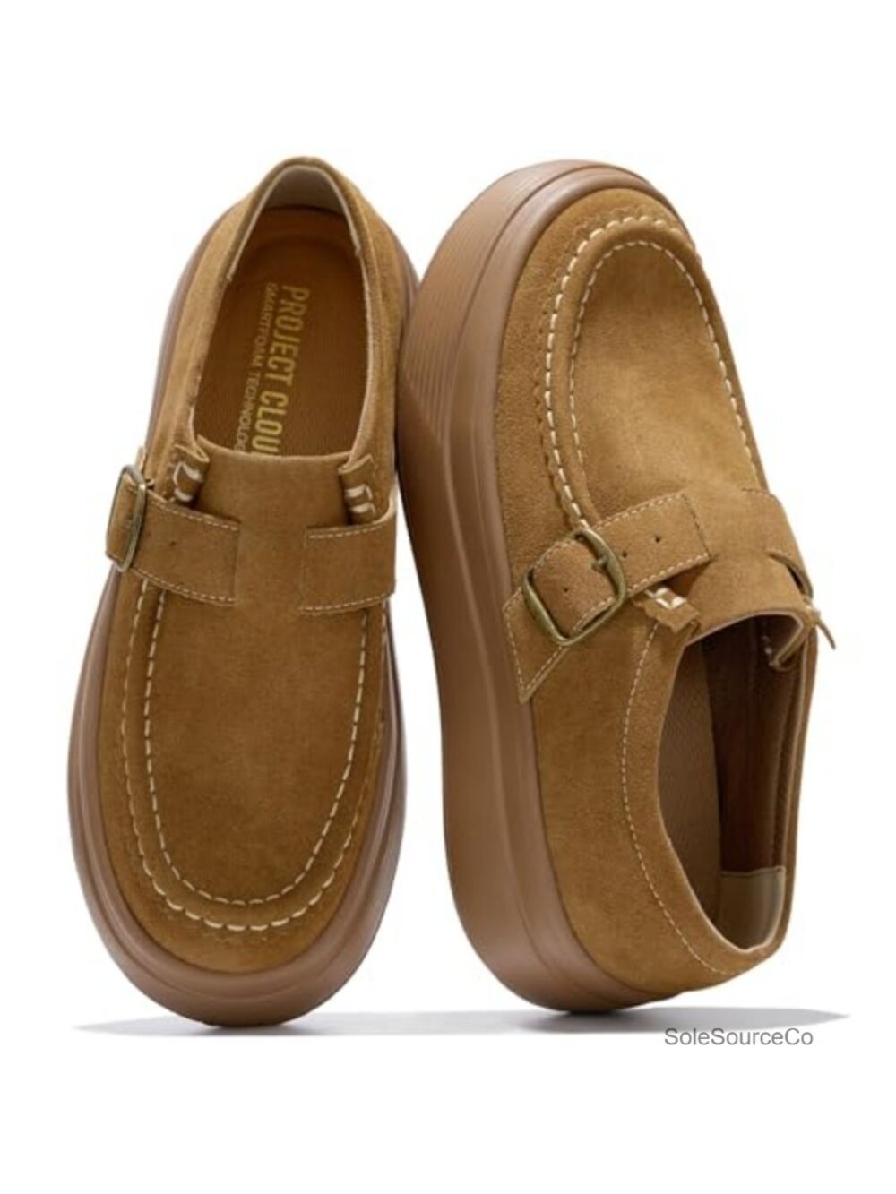 Genuine Suede Platform Loafers Womens Comfort Slip-on Casual Work Shoes